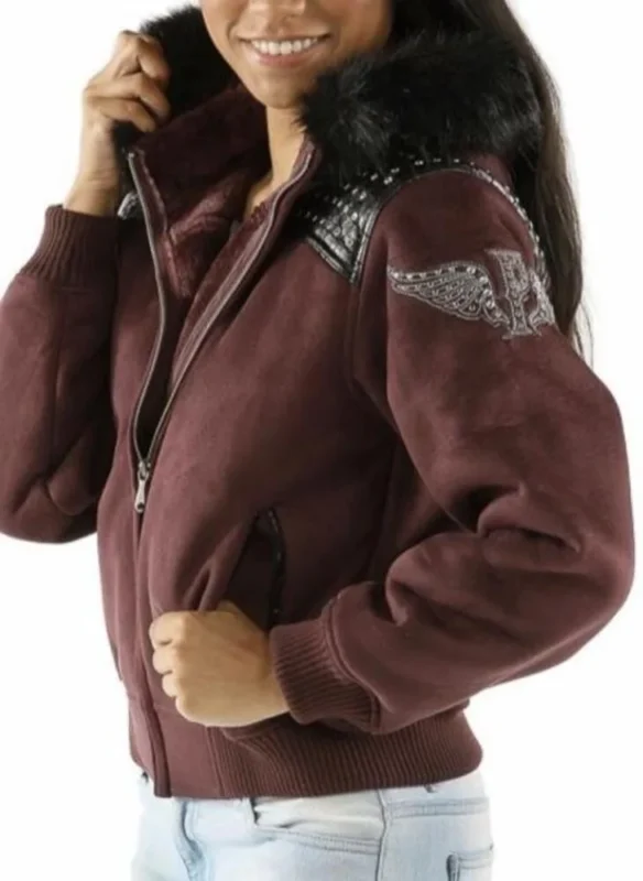 Ladies Pelle Pelle Airborne Maroon Hoodie