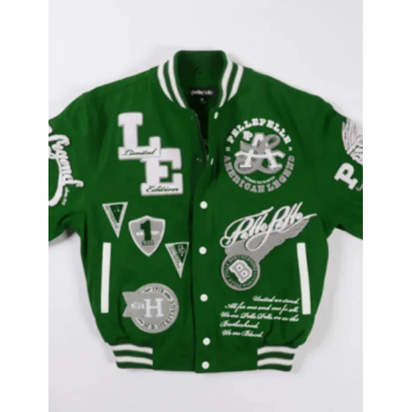 89a-1-595x595-2.webp Pelle Pelle American Legend Limited Edition Dull Green Varsity Jacket