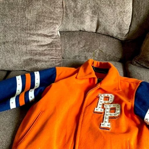 An Orange And Blue Pelle Pelle Jacket