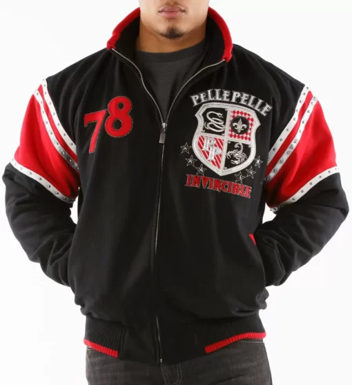 Black Red Pelle Pelle Invincible Wool Jacket