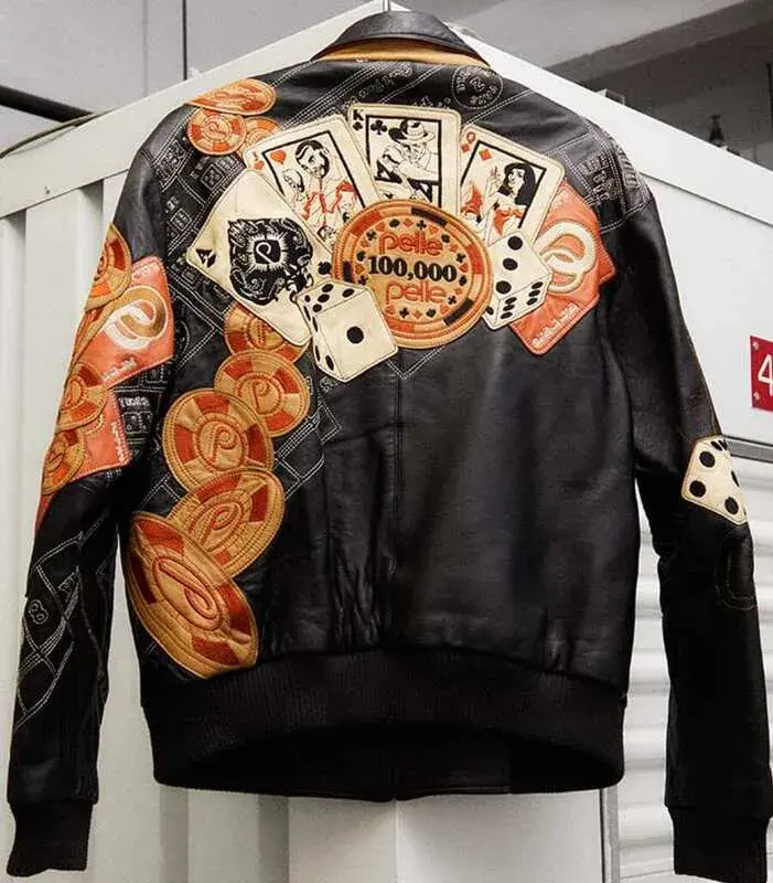 Bold-Pelle-Pelle-Cards-And-Dice-Black-Leather-Jacket.webp Bold Pelle Pelle Cards And Dice Black Leather Jacket - Image 1