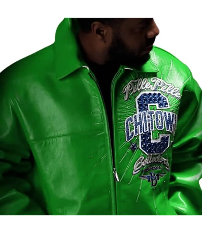 Chi-Town Pelle Pelle Green Leather Jacket