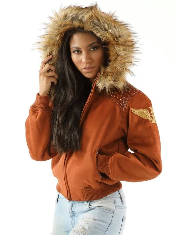 Ladies Pelle Pelle Airborne Brown Hoodie