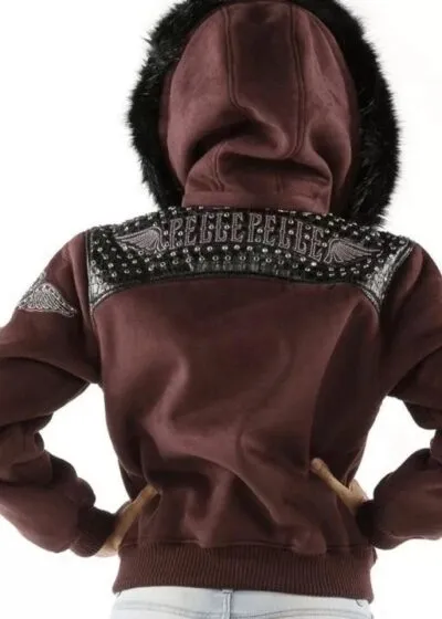 Maroon Pelle Pelle Airborne Shearling Hoodie Jacket