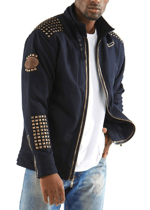 Men’s Pelle Pelle Studded Blue Jacket