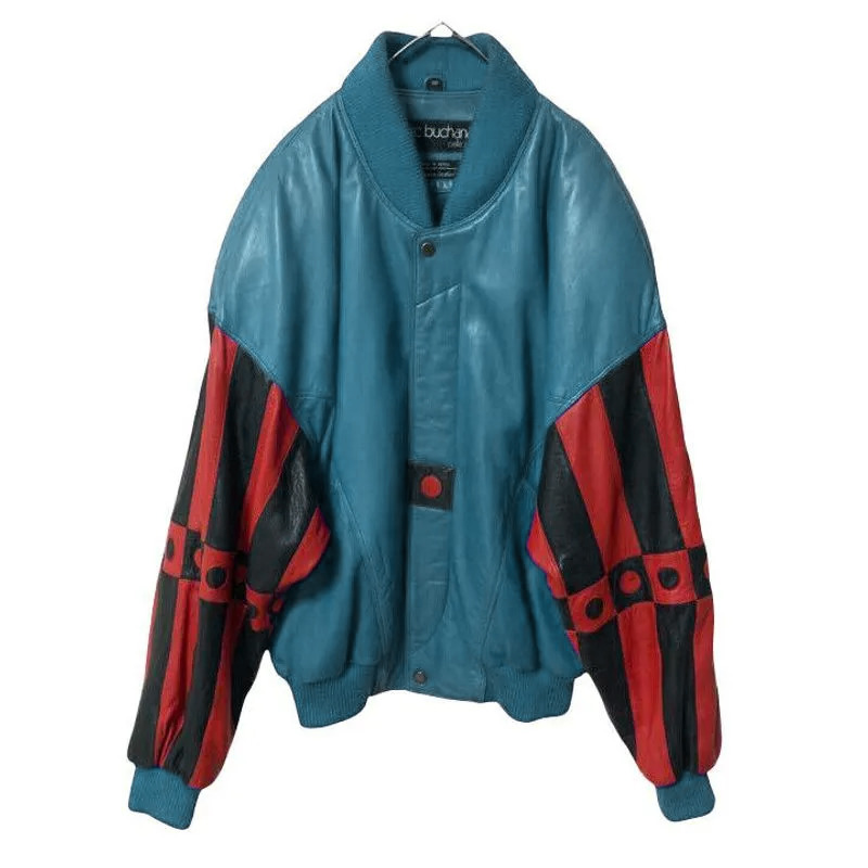 Pelle-Pelle-90s-Marc-Buchanan-Turquoise-Leather-Jacket-1.jpg Pelle Pelle 90s Marc Buchanan Turquoise Leather Jacket - Image 1