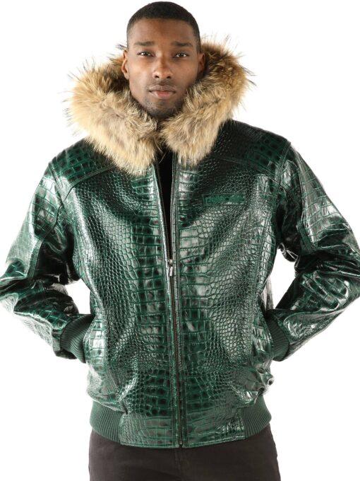 Pelle Pelle Basic Nile Green Two Tone Cayman Leather Jacket