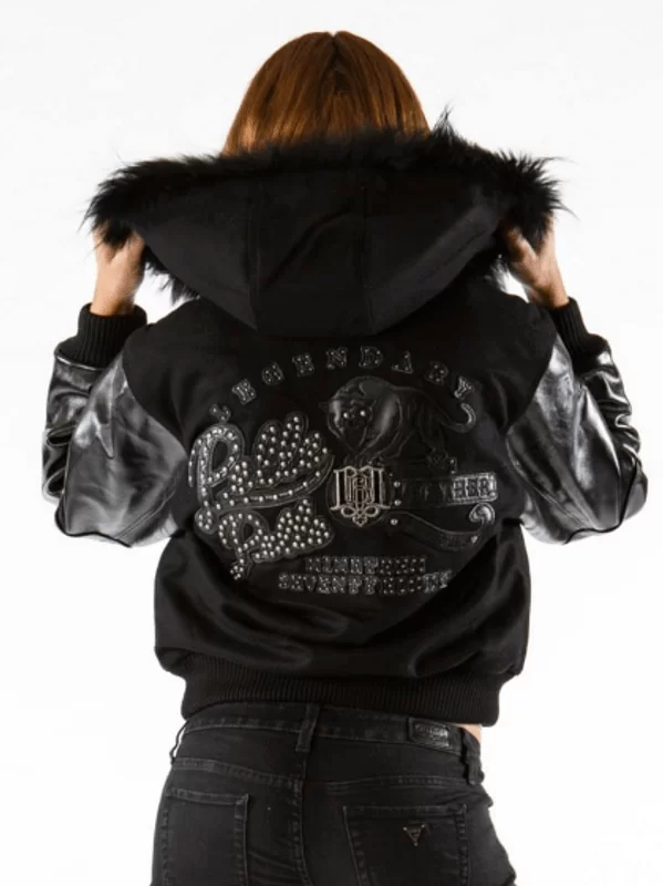 Pelle-Pelle-Black-Fur-Hooded-Wool-Jacket.webp Women Pelle Pelle Black Fur Hooded Wool Jacket