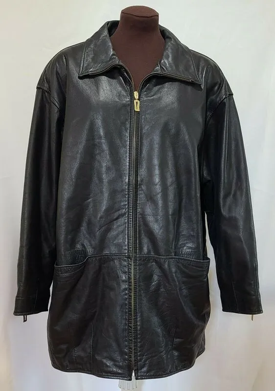 Pelle Pelle Black Leather Full Zip Coat