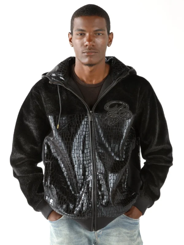 Pelle Pelle Black Letterman Bomber Jacket