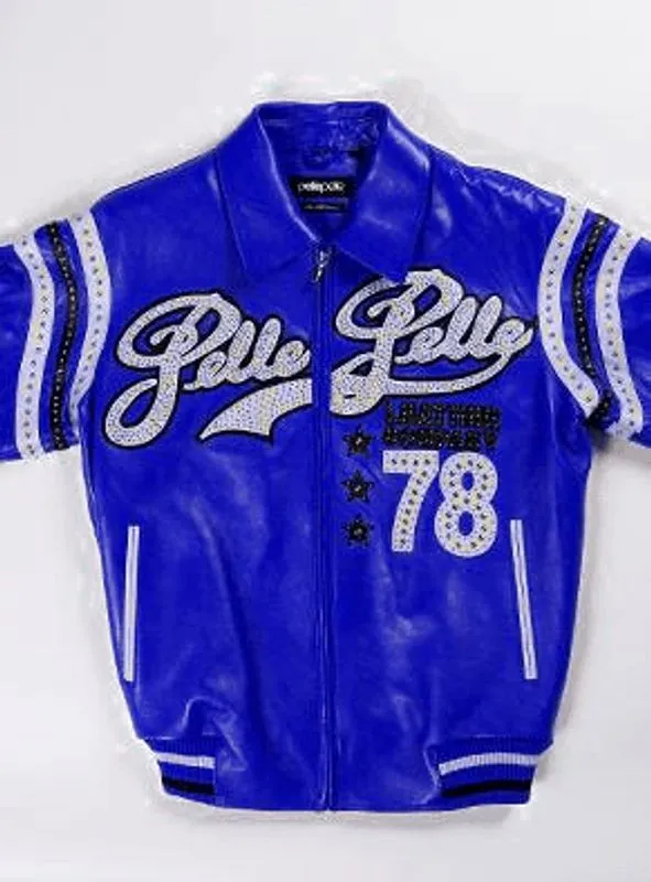 Pelle Pelle Blue Varsity Leather Jacket