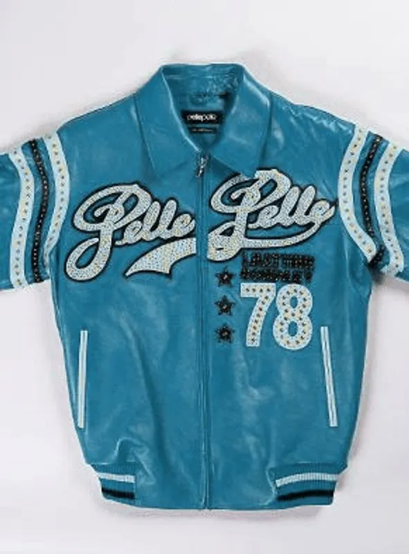 Pelle Pelle Turquoise Varsity Leather Jacket