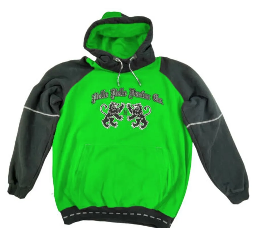 Pelle Pelle Denim Co Mens Green Black Pullover Hoodie