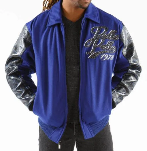 Pelle Pelle Exotic Blue 1978 Wool Leather Jacket