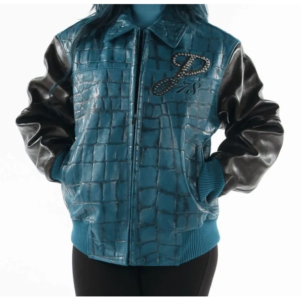 Pelle Pelle Exotic Studded Turquoise Black Jacket
