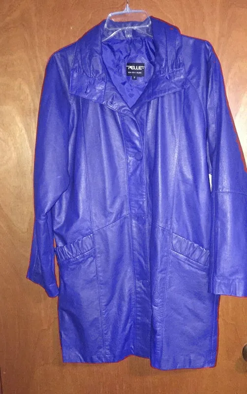 Pelle Pelle Womens Blue Long Leather Coat