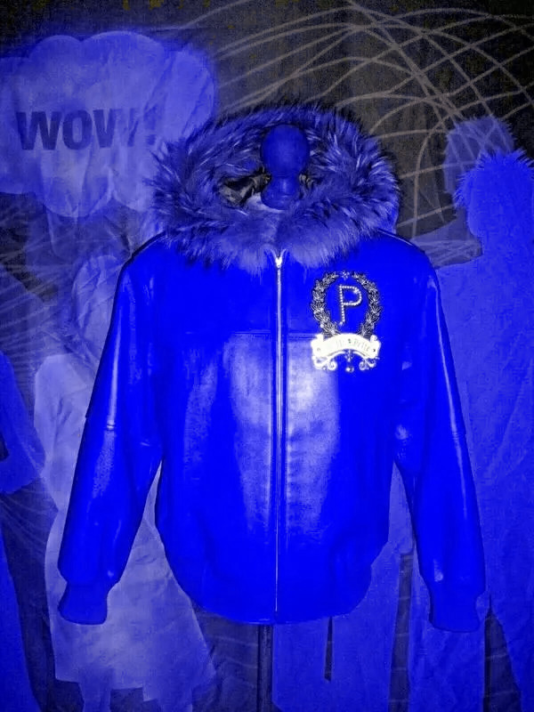 Pelle-Pelle-Fur-Trim-Bomber-Blue-Jacket.jpg Pelle Pelle Fur Trim Bomber Blue Jacket - Image 1