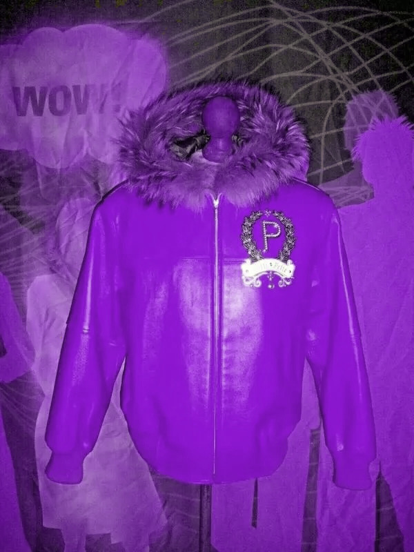 Pelle-Pelle-Fur-Trim-Bomber-Purple-Jacket.jpg Pelle Pelle Fur Trim Bomber Purple Jacket - Image 1