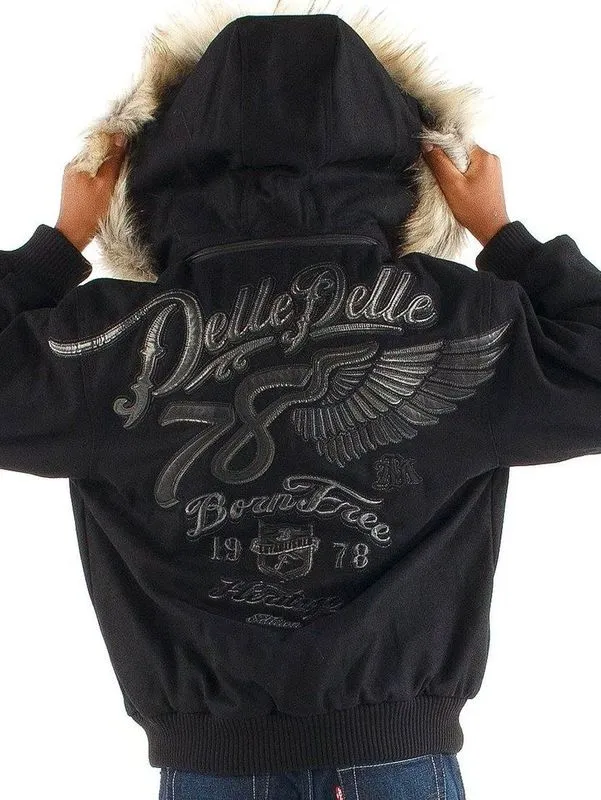 Pelle Pelle Kids 78 Born Free Black Wool Jacket