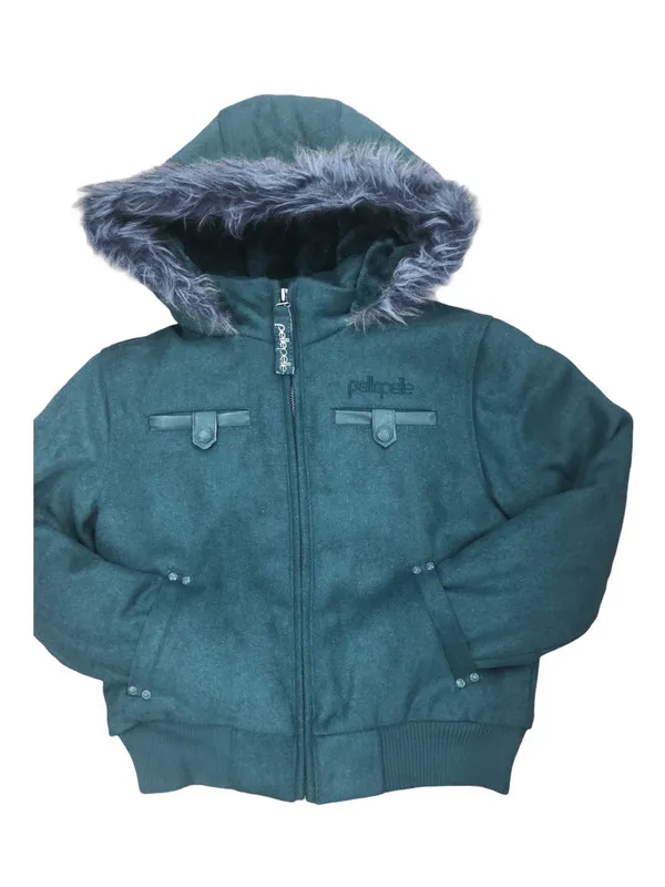 Pelle Pelle Kids Hooded Light Blue Bomber Jacket