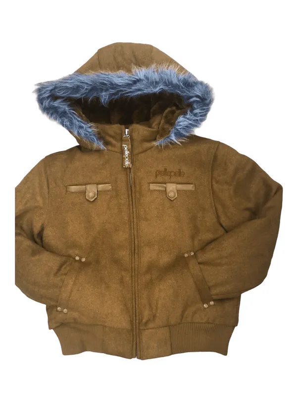 Pelle Pelle Kids Hooded Mustard Bomber Jacket