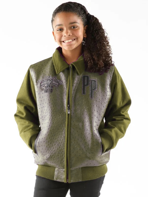 Pelle-Pelle-Kids-Olive-Shirt-Collar-Jacket.jpg Pelle Pelle Kids Olive Shirt Collar Jacket - Image 1