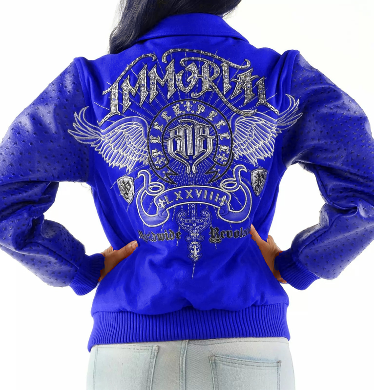 Pelle-Pelle-Ladies-Blue-Immortal-Worldwide-Revolution-Jacket.png Pelle Pelle Ladies Blue Immortal Worldwide Revolution Jacket - Image 1