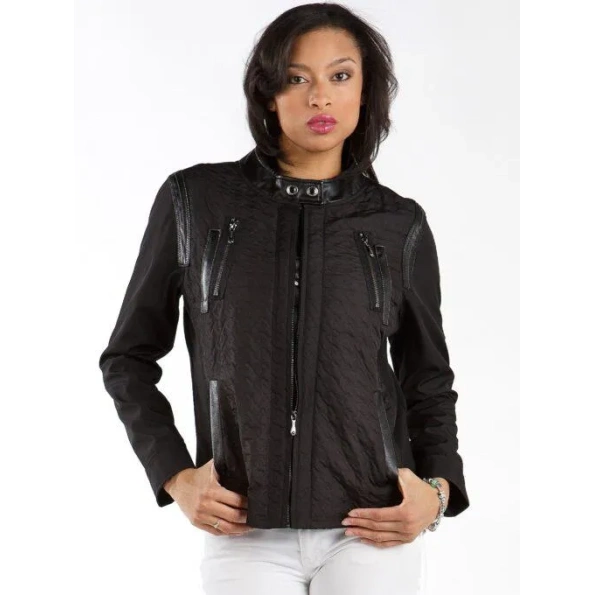 Pelle Pelle Ladies Houndstooth Black Track Jacket