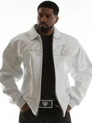 Pelle Pelle Leather Vintage Bomber White Jacket