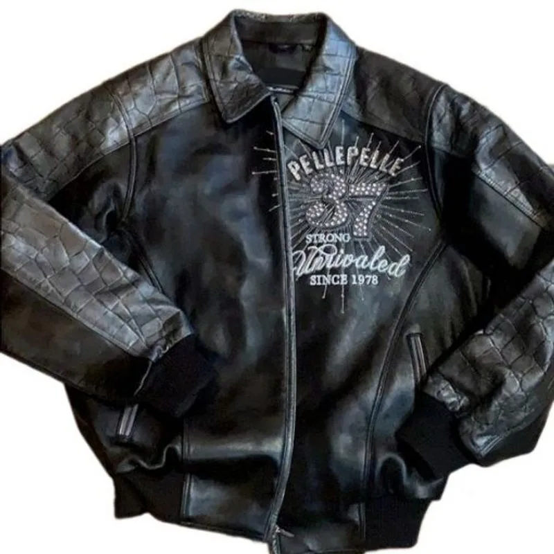 Pelle-Pelle-Legendary-1978-Studded-Jacket-1-jpg.webp Pelle Pelle Unrivaled Black Leather Bomber Jacket