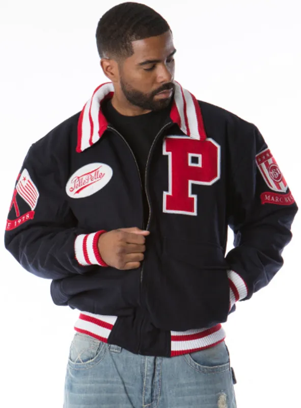 Pelle Pelle Marc Buchanan Black and Red Varsity Jacket