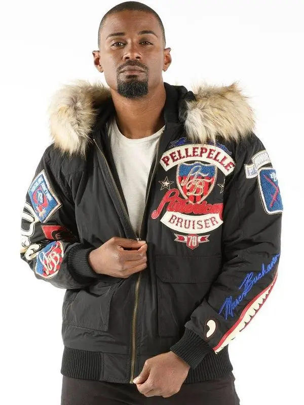 Pelle Pelle Mens American Bruiser Black Cotton Jacket
