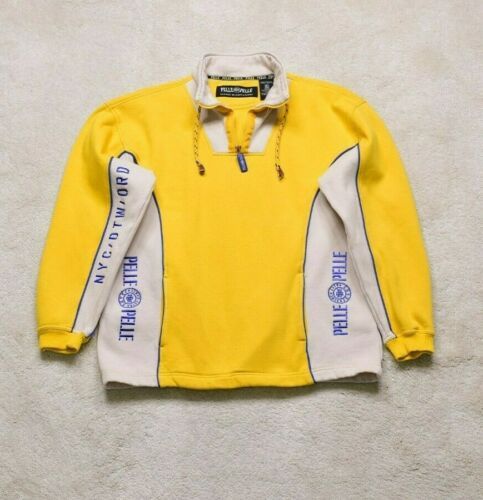 Pelle-Pelle-Mens-Biker-Pullover-Yellow-Jacket.jpg Pelle Pelle Mens Biker Pullover Yellow Jacket - Image 1