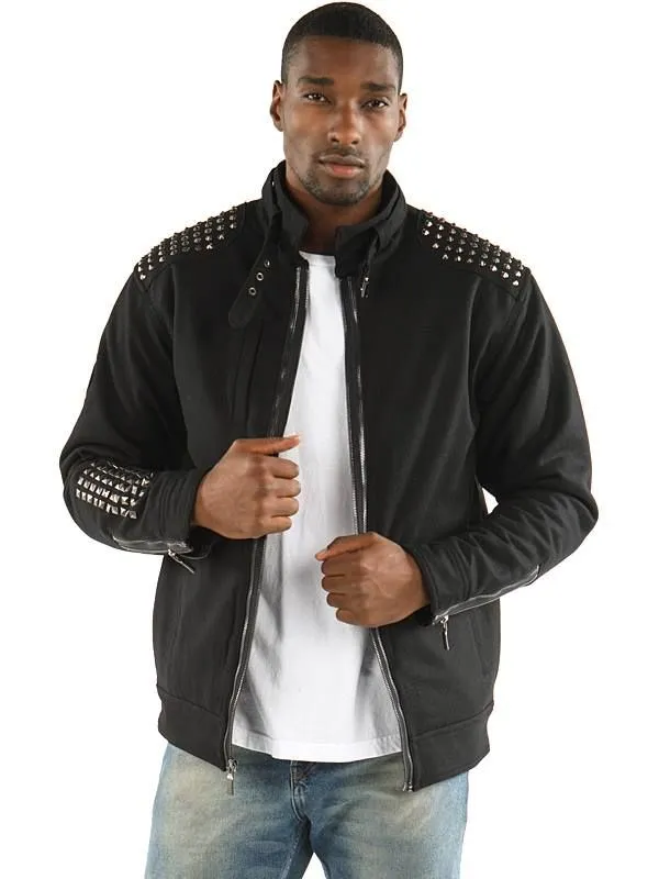 Pelle Pelle Mens Black Stand Up Collar Jacket