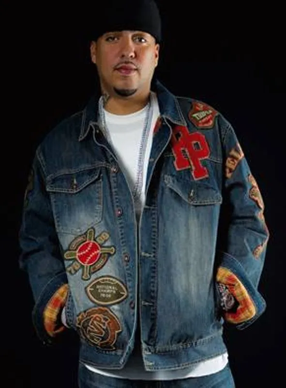 Pelle Pelle Mens Blue Denim Bomber Varsity Jacket