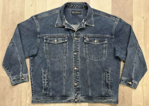 Pelle Pelle Mens Blue Denim Bomber Varsity Jacket