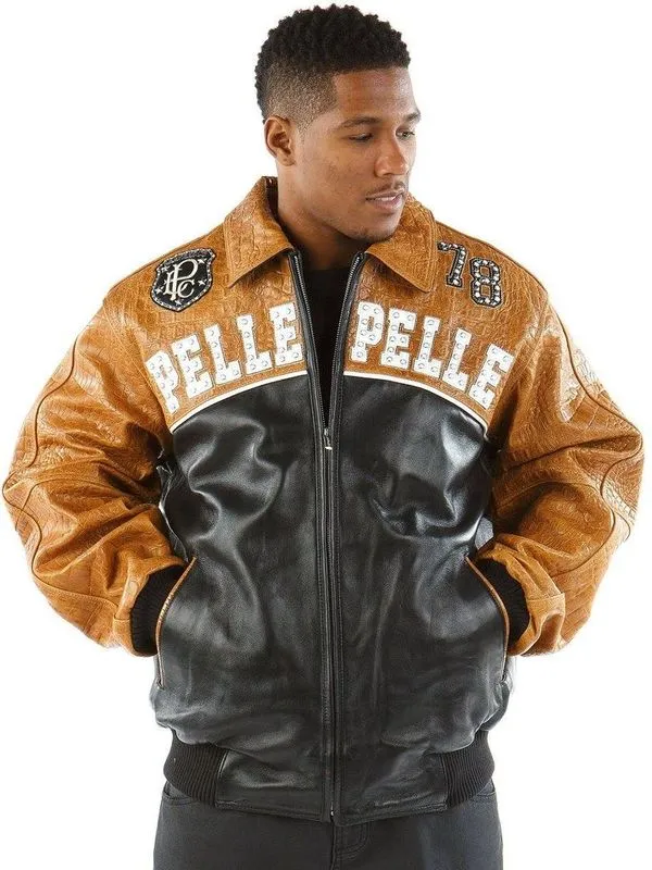 Pelle Pelle Mens Born Free 1978 Brown & Black Leather Jacket