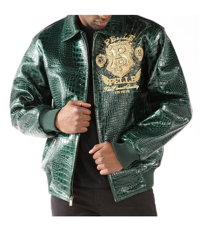 Pelle Pelle Mens Eye On The Prize Green Leather Jacket