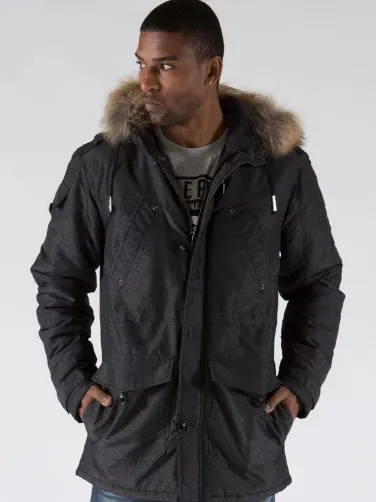 Pelle-Pelle-Mens-Fur-Hooded-Snorkel-Denim-Charcoal-Long-Coat.webp Pelle Pelle Mens Fur Hooded Snorkel Denim Charcoal Long Coat