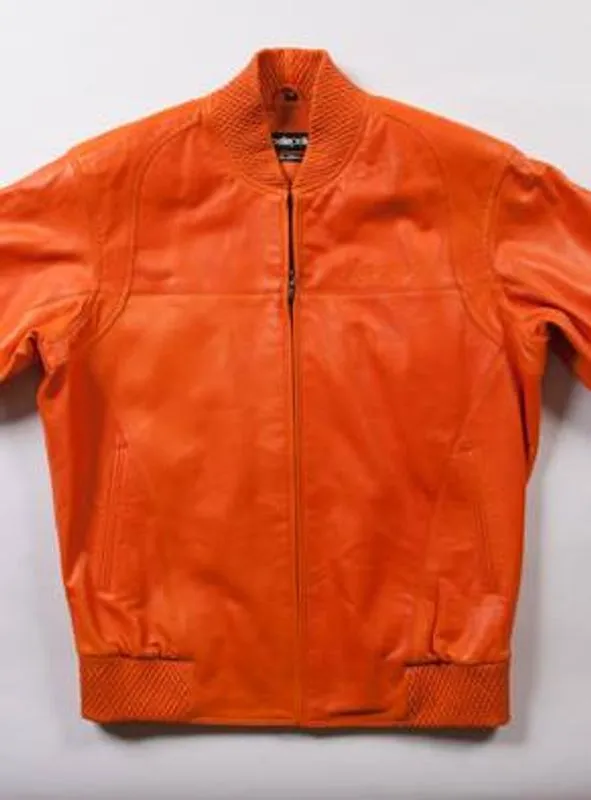 Pelle Pelle Mens Leather Orange Bomber Jacket