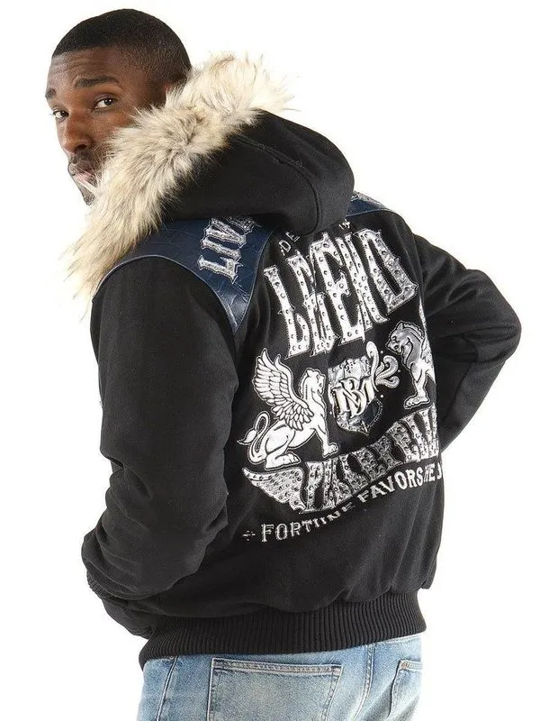 Pelle Pelle Mens Live Like a King Die Like a Legend Fur Hooded Jacket
