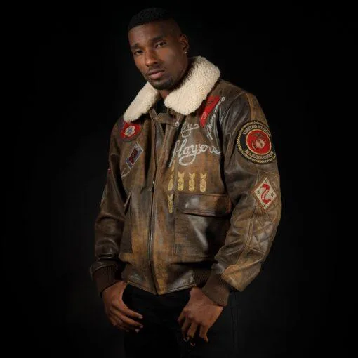 Pelle Pelle Men Make’n It Rain Brown Bomber Leather Jacket