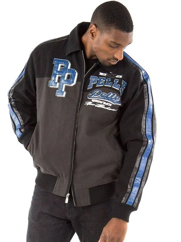 Pelle Pelle Mens Marc Buchanan Black and Gray Jacket