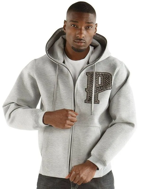 Pelle Pelle Mens Marc Buchanan Gray Zippered Hoodie
