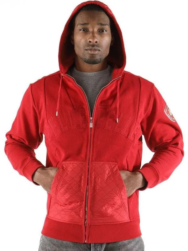 Pelle Pelle Mens Marc Buchanan Red Zipper Hooded Jacket