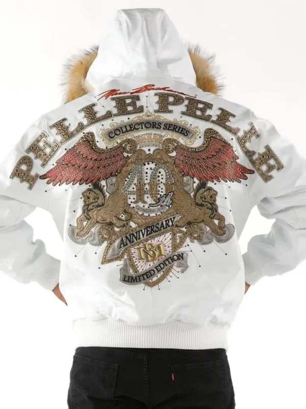 Pelle Pelle Mens Marc Buchanan Signature White Leather Jacket