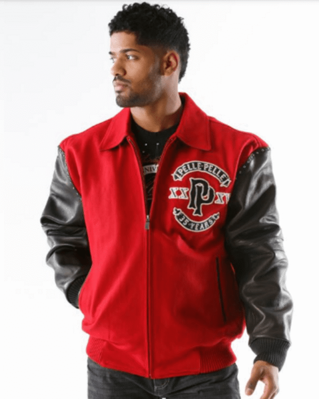 Pelle Pelle Mens Panther Wool Red Jacket