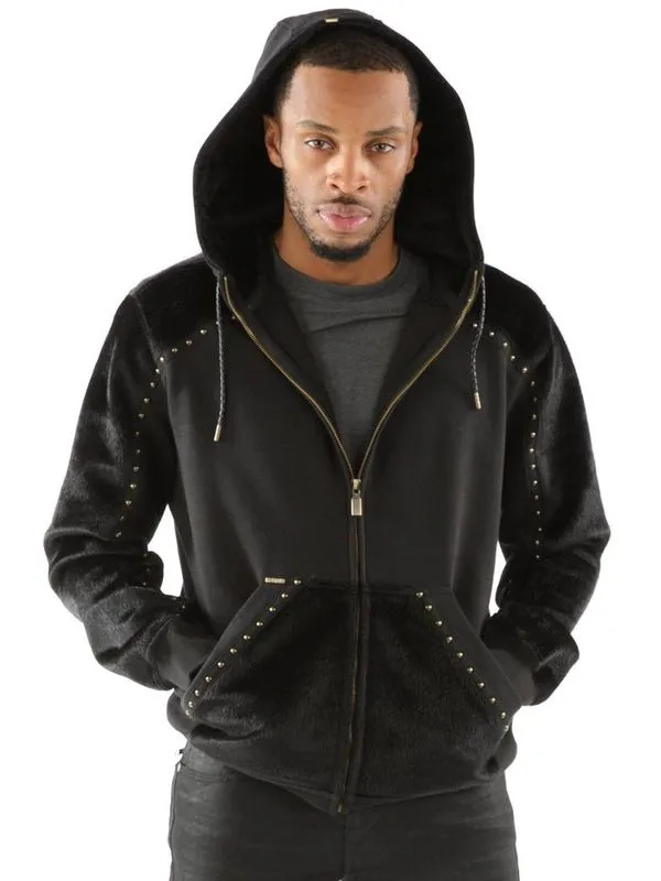 Pelle Pelle Mens Pony Black Hooded Jacket