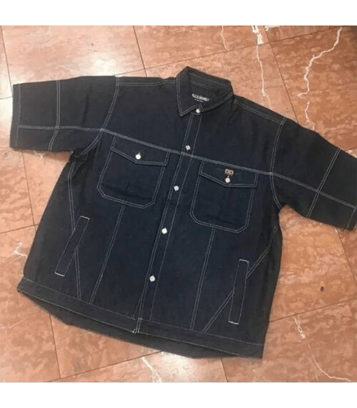 Pelle Pelle Mens Raw Blue Shorts Sleeve Denim Jacket