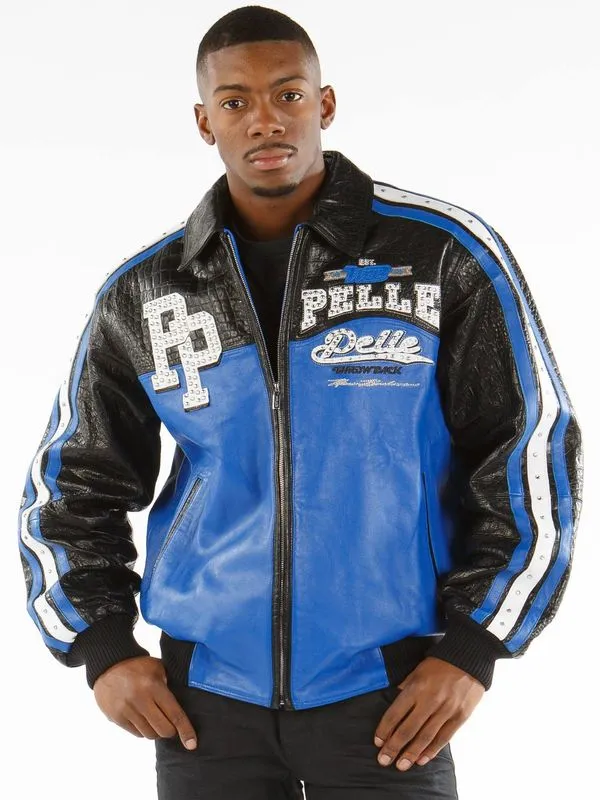 Pelle Pelle Mens World Famous Blue Leather Jacket
